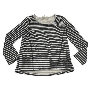 Silverwear Top Women Size S Black Cream Striped Long Sleeve High-Low Knit